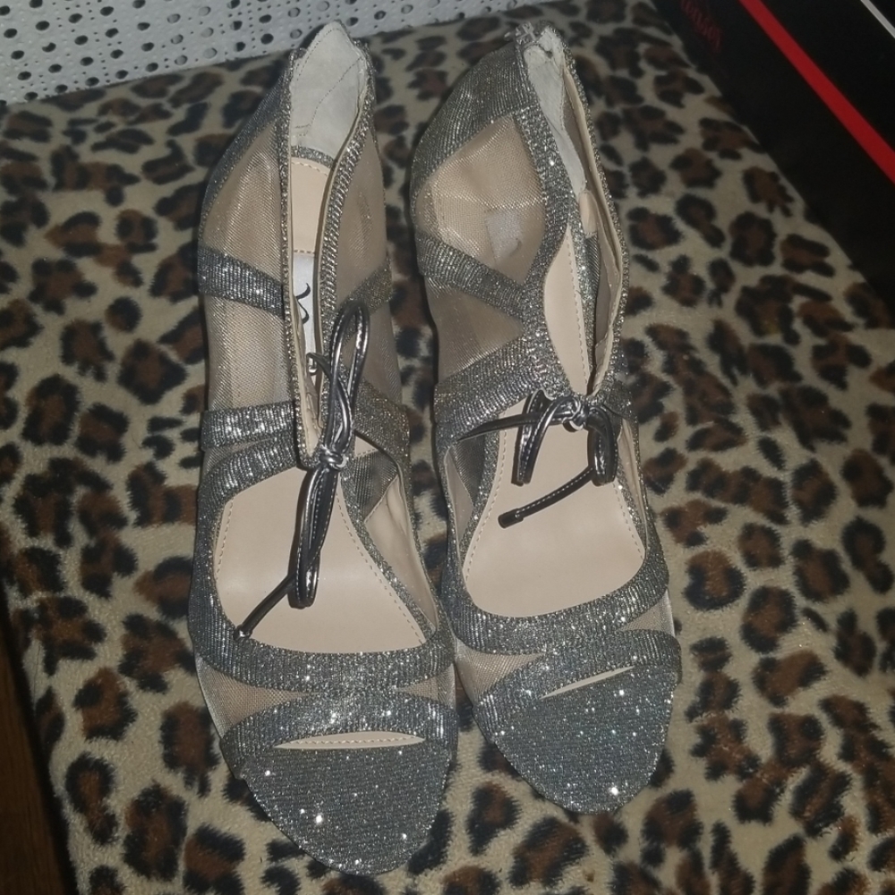 Silver Glittler Heels